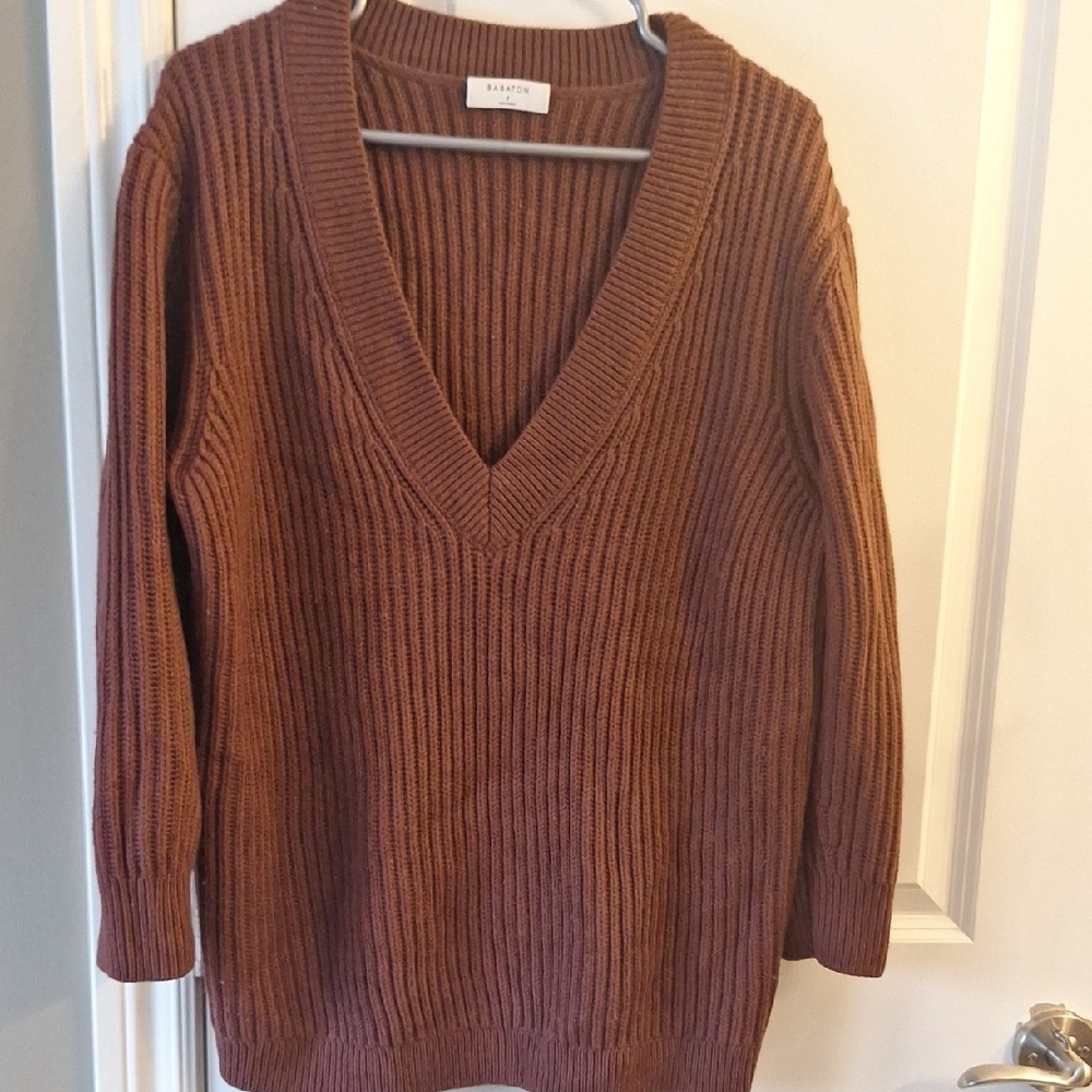 Babaton Brown V-Neck Sweater
